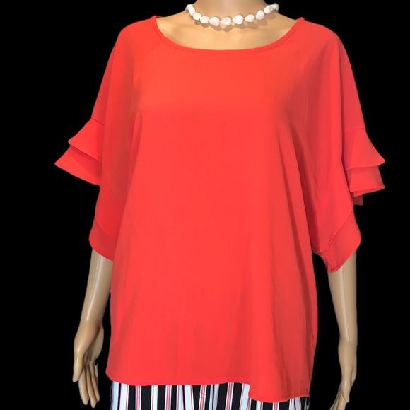 Umgee Coral flutter bell sleeve blouse Size small - Picture 1 of 7